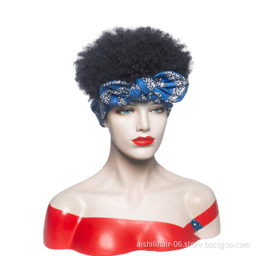 Aishili afro curly wig headband short wig with headband attached headband wigs for black women